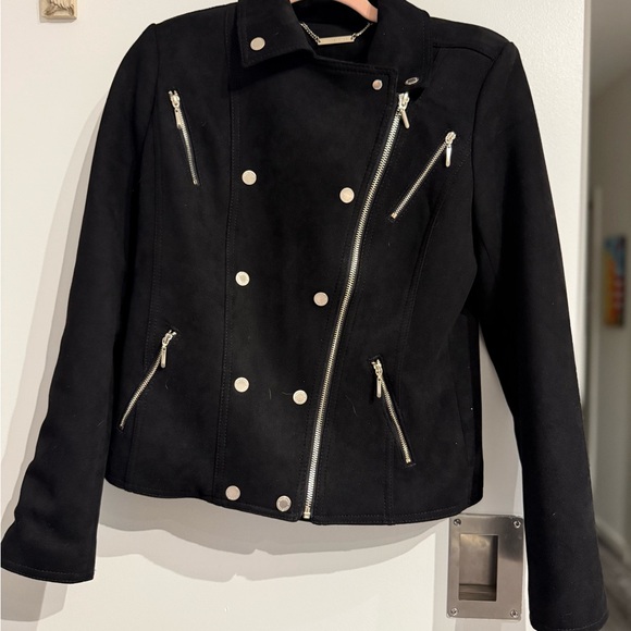 White House Black Market Black Vegan Suede Motor Jacket - Picture 5 of 9